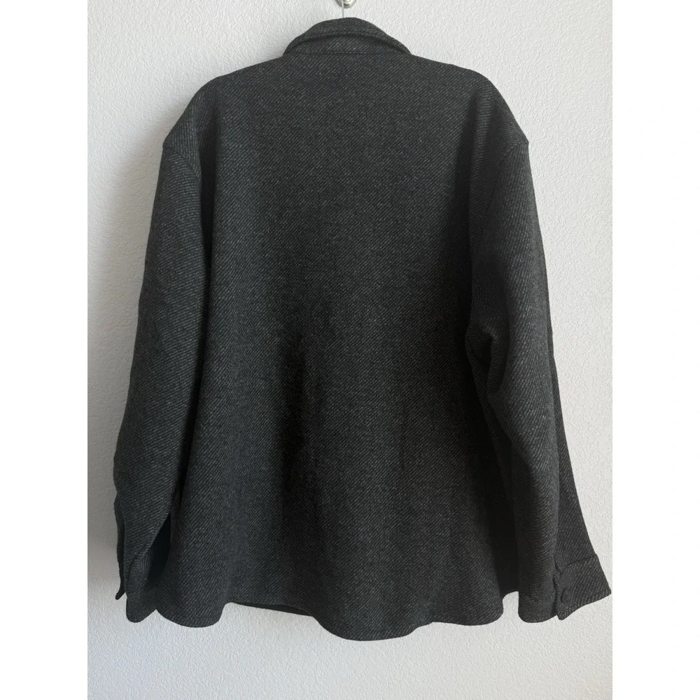 Banana Republic Charcoal Black Herringbone Tweed Shacket Shirt Jacket Men's XXL